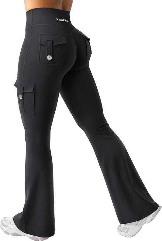 Women Workout Flare Leggings with Pockets